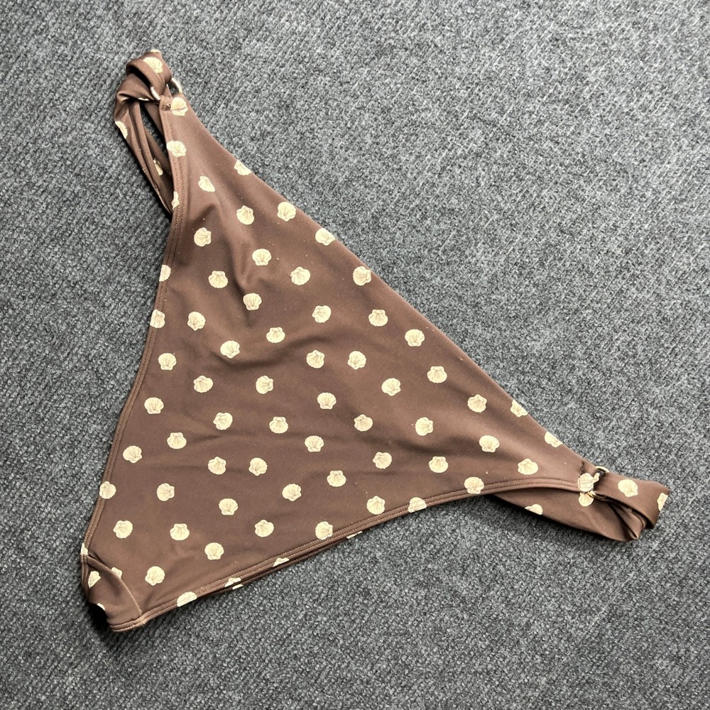 Abercrombie & Fitch Bikini Bottom XL Brown Seashell High Leg Cheeky Gold Ring